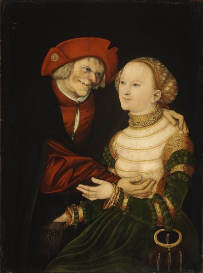 O casal mal-casado - velho e jovem de Lucas Cranach the Elder